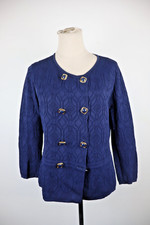 LUISA SPAGNOLI MAGLIONE DONNA M WOMAN SWEATER VINTAGE BLU CARDIGAN DOPPIOPETTO