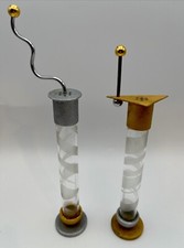 MCM Bruce R MacDonald BRM Post Modern Salt & Pepper Shakers Etched Glass Tubes