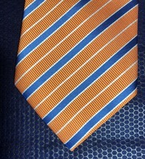 Gabrielli Couture Cravatta Pura Seta Made In Italy Regimental Arancio