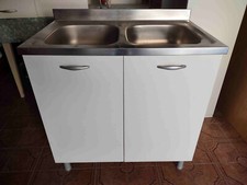 Mobile sottolavello con lavello inox a due vasche e scolapiatti L80xA85xP50 