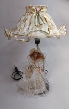 LAMPADA BAMBOLA ceramica CON vestito in organza VINTAGE cm 28x40 regalo