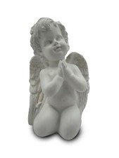 Angelo in resina bianca Angioletto pregante da appoggio 12cm bomboniera regalo