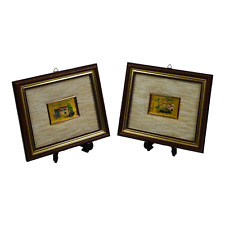 QUADRO OPERA IN MINIATURA Creazioni Artistiche 23 Kt Foglia oro COPPIA CORNICE