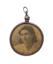 *HH* Antico Ciondolo Portafoto Ciondolino Pendente Argento Cornice Foto Donna
