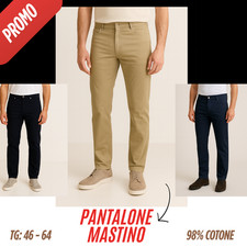 0 Pantaloni UOMO MASTINO 98% cotone regular fit 3 colori taglie forti 46-64 casu