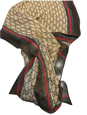 Sciarpa G marrone beige seta