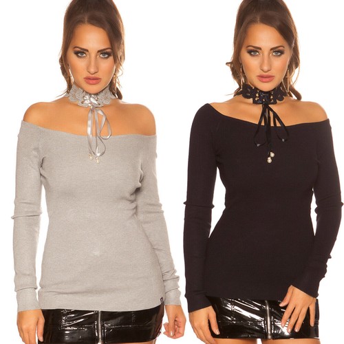 Maglione maglia collare pizzo - ,