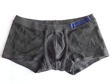HOM boxer shorts cotone aderenti verde miliatre lavorazione a rete Mis 52