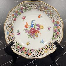 Schumann Dresden Bavaria Flowers Reticulated Serving Bowl 9" Germany US Zone