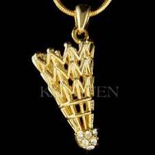 Badminton Volano Sfera IN Swarovski Cristallo Sprots Color Oro Collana