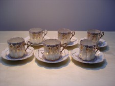 Set 5 tazzine da caffè vintage in porcellana a forma di quadrifoglio 