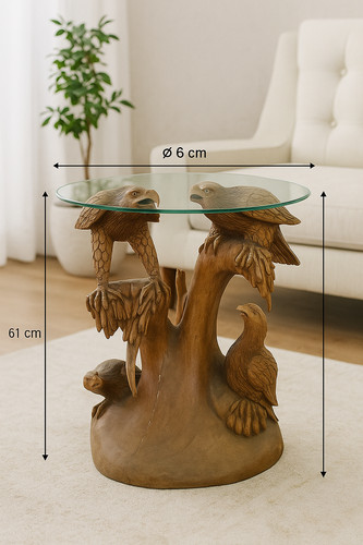 Tavolino scultura teak con - tavolino,