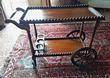 Carrello Bar Antico in Legno Portavivande Vintage elegante in ottime condizioni