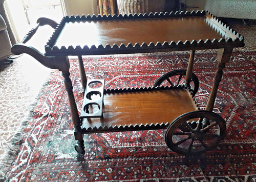Carrello bar antico legno - carrello,