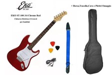 EKO ST-100 MINI CHITARRA ELETTRICA ROSSA 3/4 PER BAMBINO RED KIT  BORSA TRACOLLA