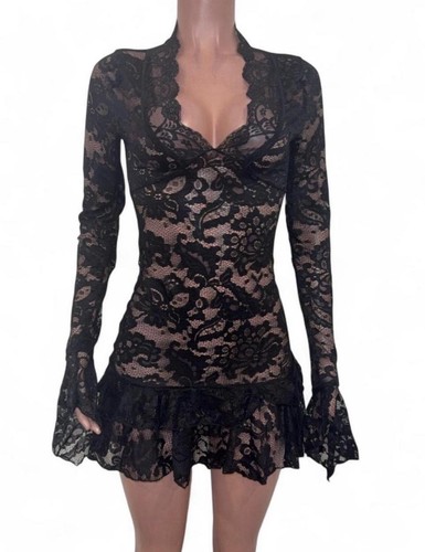 Mini abito fata nero pizzo - nero,