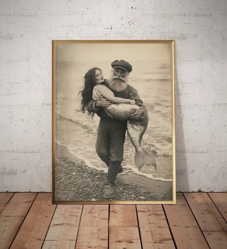 Poster vintage pescatore che