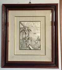 VECCHIO QUADRO OPERA SU LASTRA D'ARGENTO 925