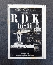 Locandina Storica dancehall reggae a Roma 1994: RDK Hi-Fi & One Love Hi-Pawa