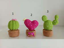3 Cactus amigurumi, fatto a mano, idea regalo, pupazzo, giocattolo all'uncinetto