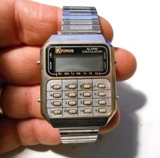 VECCHIO OROLOGIO DA POLSO " KRONOS " CON CALCOLATRICE NON FUNZIONANTE