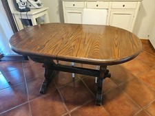 Tavolo ovale legno massello allungabile color noce 