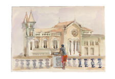 Quadro dipinto a mano - acquarelli - paesaggio. 17x24 cm