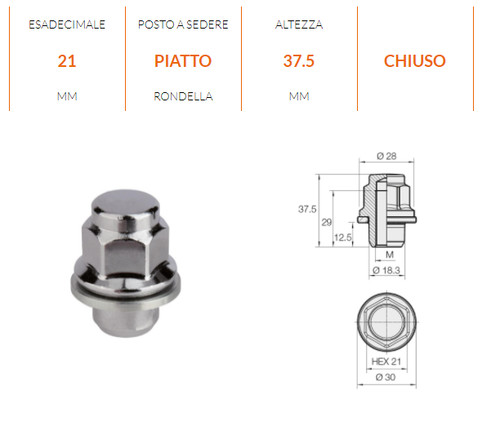 N1000 dado ruote oem m12x1 - n1000,