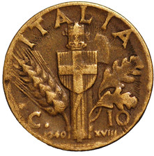 Italy 10 Centesimi 1940R Yr