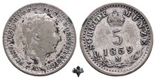 REGNO LOMBARDO-VENETO 5 kreuzer 1859 Milano RARO Francesco Giuseppe I d'Asburgo