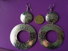 Silver Embroidered Long Hoop