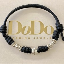 Dodo Pomellato Bracciale Nero Pepita Granelli Rondelle Argento Unisex Originale