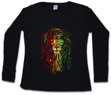 RASTAFARI LION I T-SHIRT DONNA MANICA LUNGA Bob Reggae Music Marley Haile Selassie