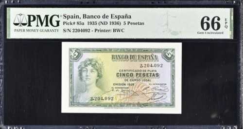 Billete pesetas 1935 pmg 66 - billete,
