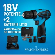 Trapano professionale 2 Batterie  18V a Litio  a Percussione + valigia