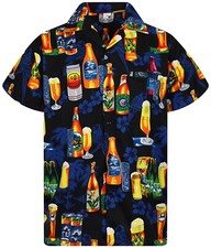 Funky Camicia Hawaiana Beer Bottle Nero