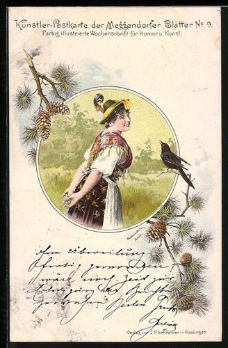 Cartolina artista fogli - d'artista, di