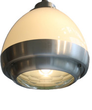 LAMPADARIO CHANDELIER PENDELLEUCHTE LUSTRE ARAÑA SPACE AGE VETRO OPALINE PRISMA
