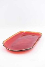 Vassoio In Vetro Rosso Dorato 36x21 Cm