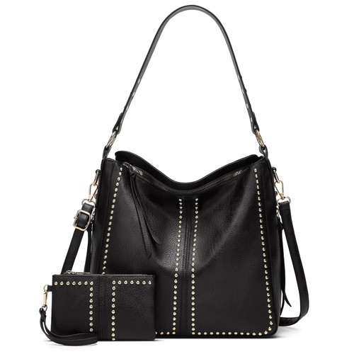 Borsa donna nera con borchie