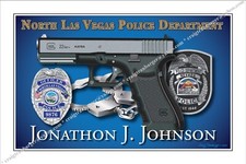Polizia, North Las Vegas, dipartimento, pensione, promozione, distintivo, regalo,