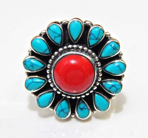 Anello turchese corallo in - e,
