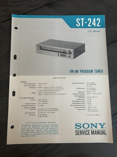 Sony 242 am program - sony, fm-am