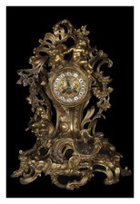 Orologio da tavolo francese stile barocco in bronzo dorato del 1800