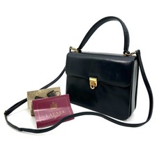 LAUNER LONDON tracolla Habag pelle nera Auth 0687