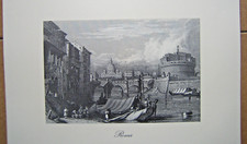 STAMPA ROMA veduta Tevere con