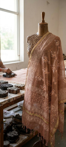 Dupatta seta chanderi - in,