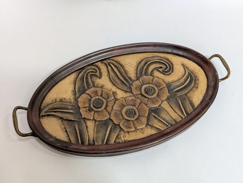 Vintage wooden oval carved - wooden,