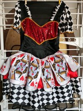 CARNEVALE COSTUME VESTITO REGINA DI CUORI DONNA TAGLIA M