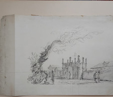 Antico disegno a carboncino su